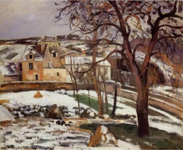 カミーユ・ピサロ Painting - ポントワーズ庵の雪の影響 1875年 カミーユ・ピサロ